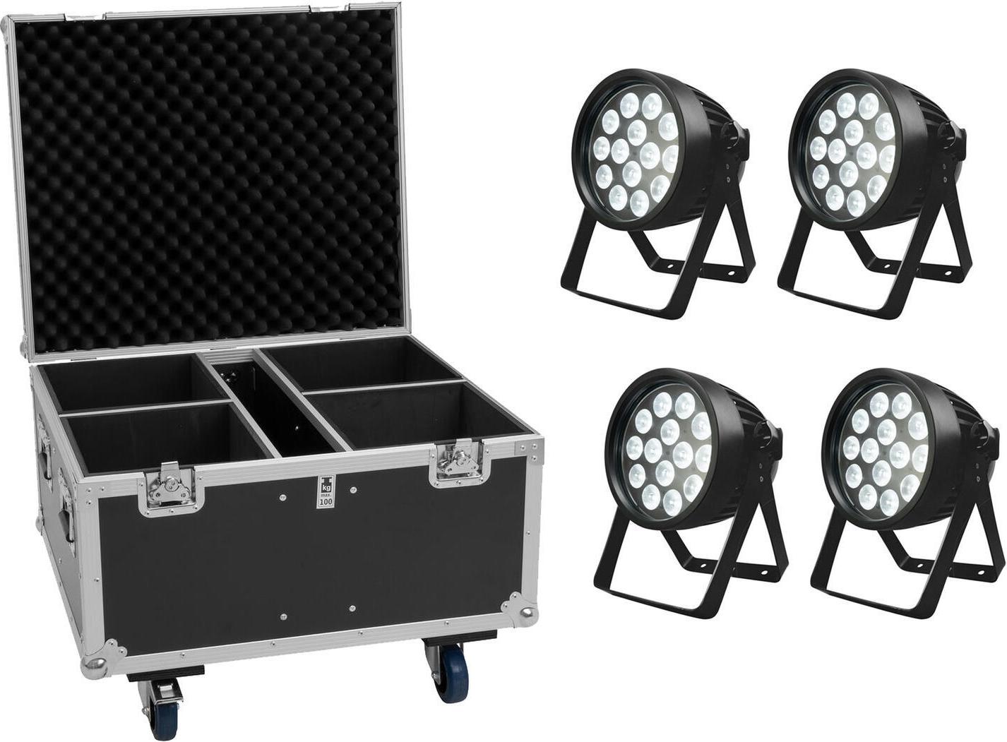 EUROLITE Set 4x LED IP PAR 14x8W QCL RGBW IP65 + Flightcase