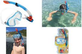 SCHILDKRÖT Junior Schnorchel-Set "Barbados", 2-teilig, blau Schnorchel: Mundstück aus 100% Silikon, Ausblasventil, - 1 Stück (940011)