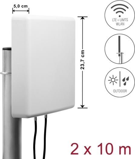 Delock LTE MIMO Antenne 2 x SMA 8 dBi direktional RG-58 10 m Weiß