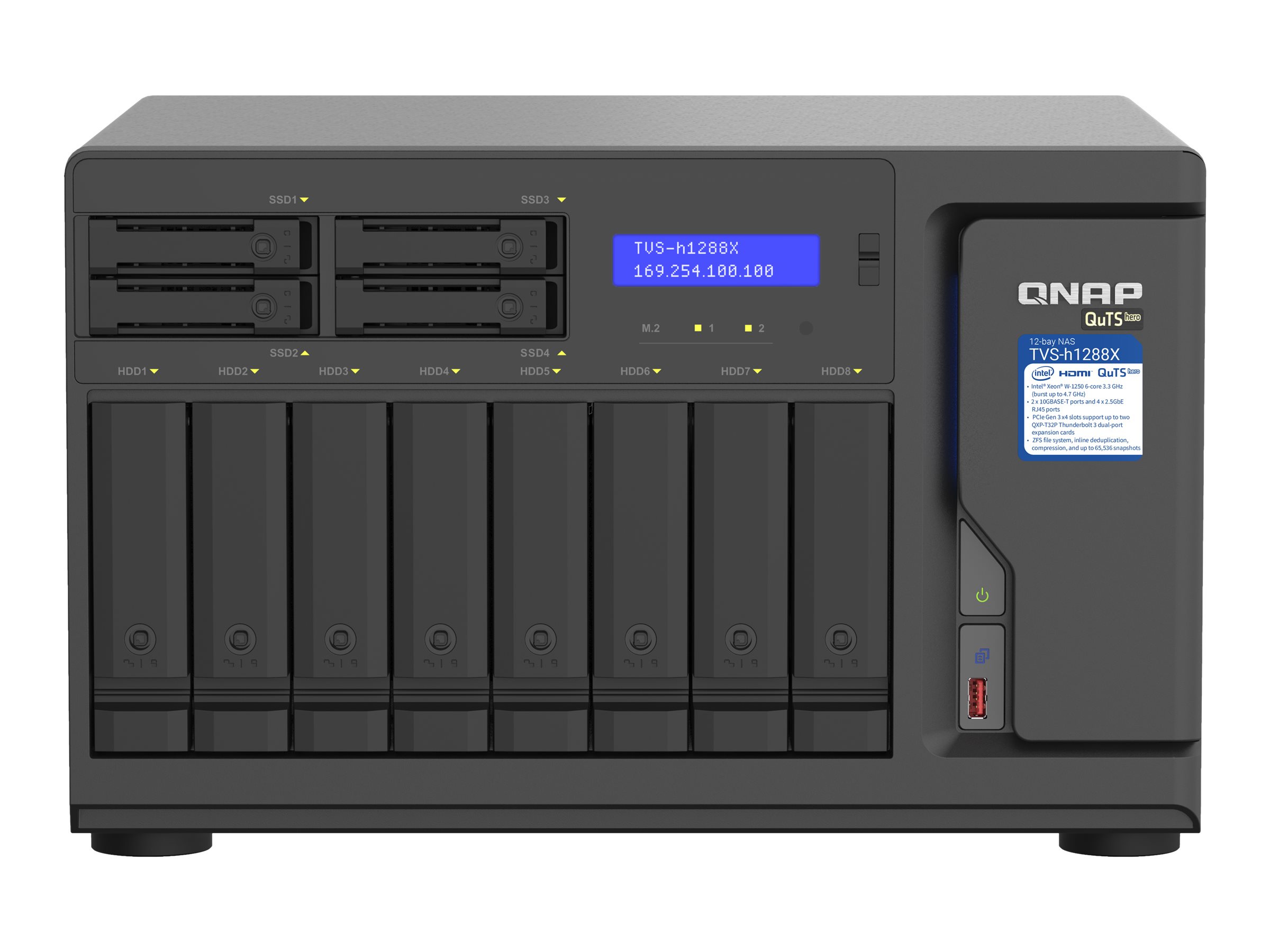 QNAP TVS-h1288X NAS-Server 12-Bay Intel Xeon W-1250 16 GB DDR4 ECC Schwarz