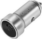 LogiLink PA0260 USB Car Charger 1 Port, USB-C, PD, 20W, aluminum, silver (PA0260)
