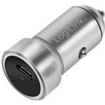 LogiLink PA0260 USB Car Charger 1 Port, USB-C, PD, 20W, aluminum, silver (PA0260)