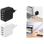 LogiLink USB-Steckdosenadapter, 4x USB-A, 24 Watt, schwarz Eurostecker, Eingang: 100-240V AC, 50/60 Hz 1A, - 1 Stück (PA0336)