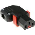 ACT C13 IEC Lock+ rewireable left or right angled connector black, PA130100RBK (SFO66A)