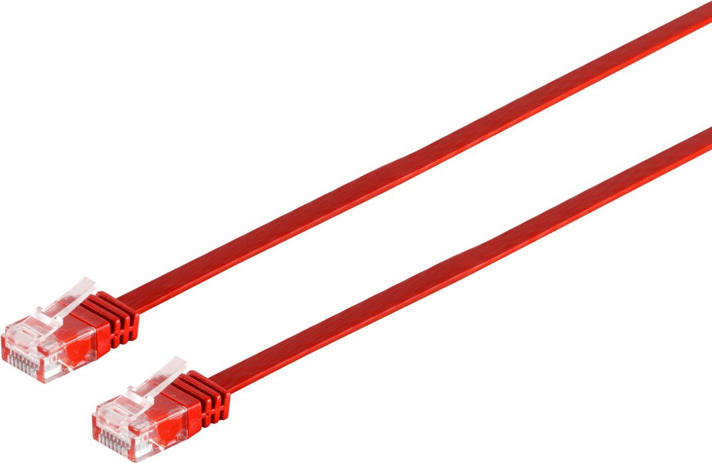 S/CONN maximum connectivity Netzwerkkabel-Patchkabel-Flachkabel, Flat U/UTP cat. 6, slim, rot, 1,0m (75711-SLR)