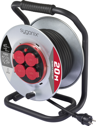 Sygonix SY-10236108 Kabeltrommel Schwarz Schutzkontakt-Stecker (SY-10236108)