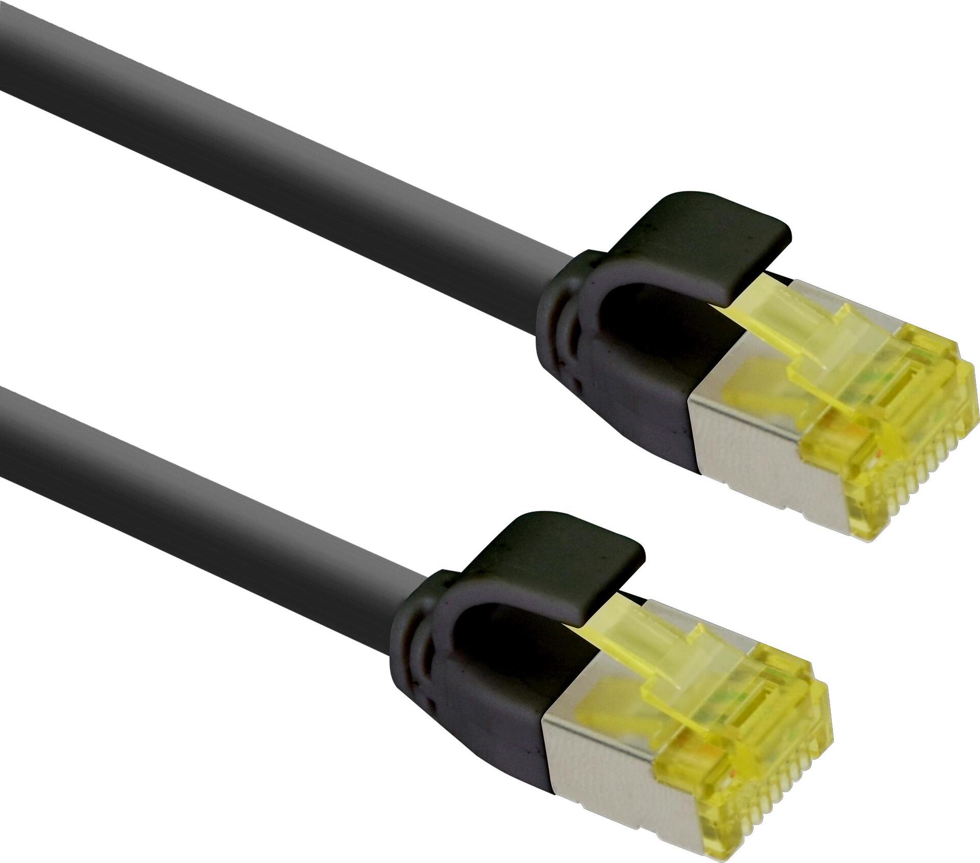 HERWECK Helos ultra slim Patchkabel S/FTP Cat 6A schwarz 7,5m  4 x 2 x AWG 28, geschirmt , 100% Voll