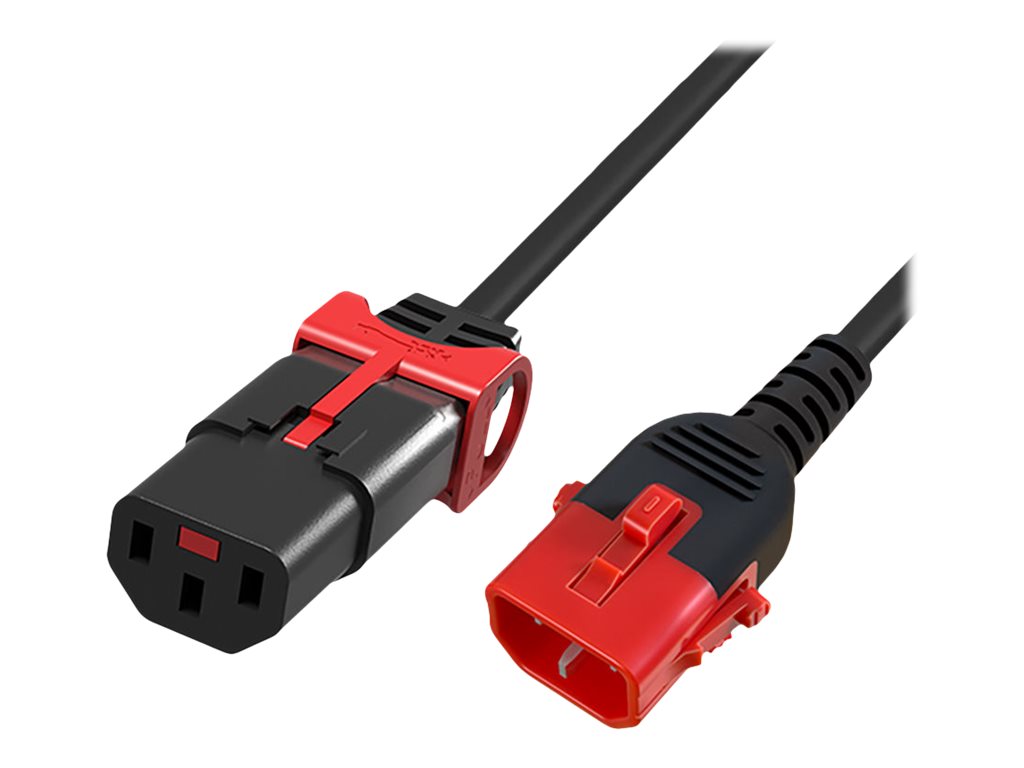IEC LOCK Kaltgeräte-Verlängerungskabel C13/C14 3 m Schwarz
