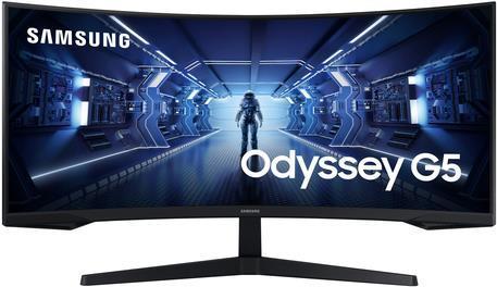 Samsung Odyssey G5 Curved Gaming Monitor 86 cm (34 Zoll) (UWQHD, VA, 1ms, 165Hz, HDMI, DisplayPort, FreeSync) [Energieklasse G] (LC34G55TWWPXEN) (geöffnet)