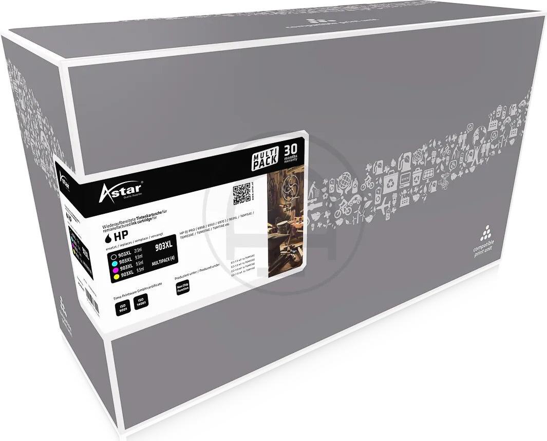 AS70747 ASTAR HP OJPRO6950 TINTE (4)CMYK 903XL 1x21,5/3x9,5 ohne Fuellst. rebuilt (AS70747)