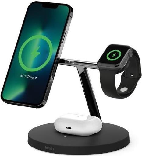 Belkin BoostCharge Pro MagSafe Kabelloses 3-in-1 Ladegerät 15 Watt Schwarz