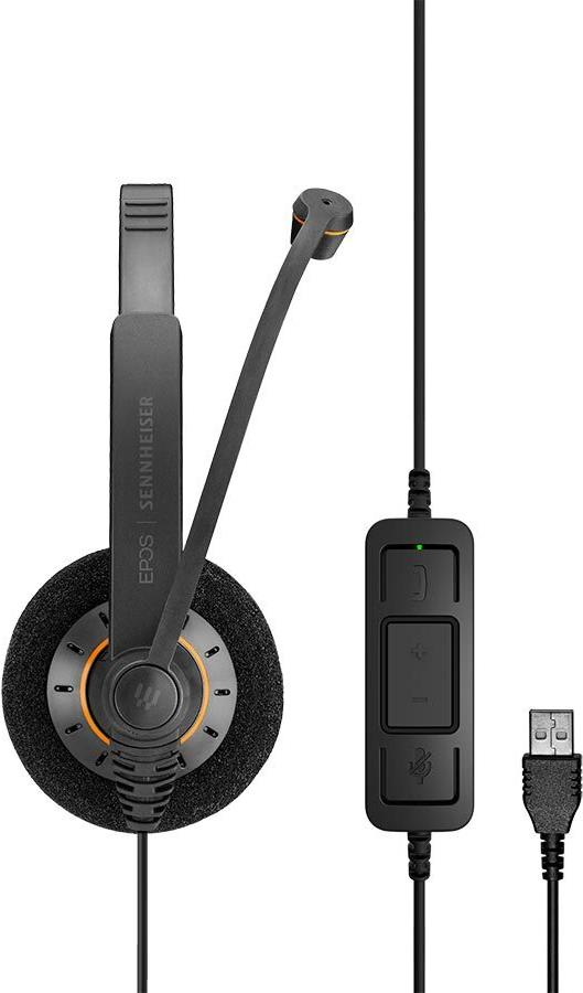 EPOS IMPACT SC 30 USB ML On-Ear Mono Headset Schwarz mit orangefarbenen Akzenten