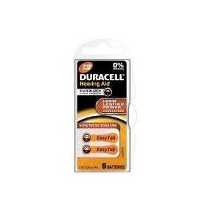Duracell Knopfzellen für Hörgeräte, EasyTab 13, VE: 6 Stück Batterie für Hörgeräte, kompatibel mit PR48, 13, V13, PR13H,