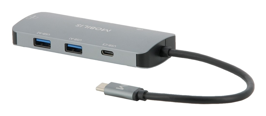 Mobilis 001382 USB-C Dockingstation 7-in-1 100 W HDMI Schwarz, Grau