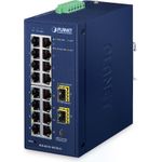 PLANET IP30 Industrial L2/L4 16-Port Managed L2/L4 Gigabit Ethernet (10/100/1000) Blau (IGS-4215-16T2S-U)