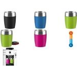 emsa Isolierbecher TRAVEL CUP, 0,20 L., Manschette schwarz hochwertiger Edelstahl, Silikon-Ummantelung, - 1 Stück (514514)