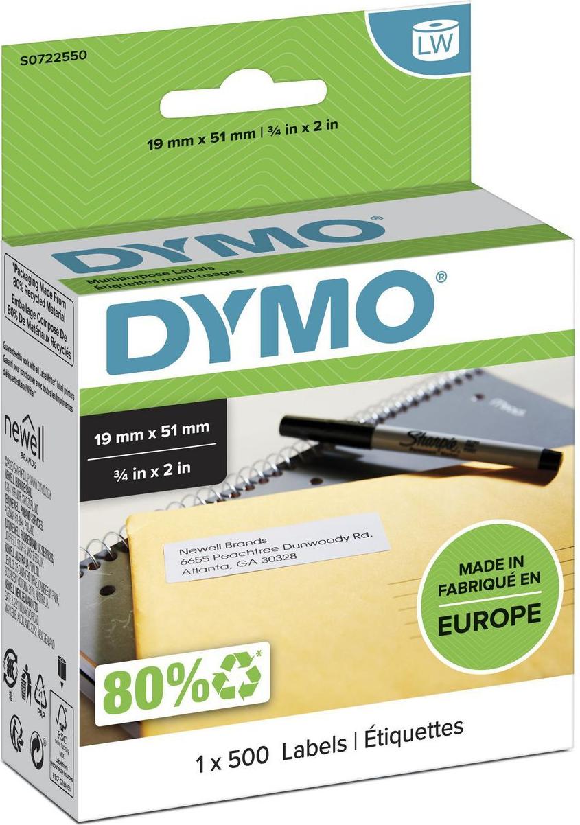 DYMO LabelWriter MultiPurpose Mehrzwecketiketten 19 x 51 mm 500 Stück Weiß