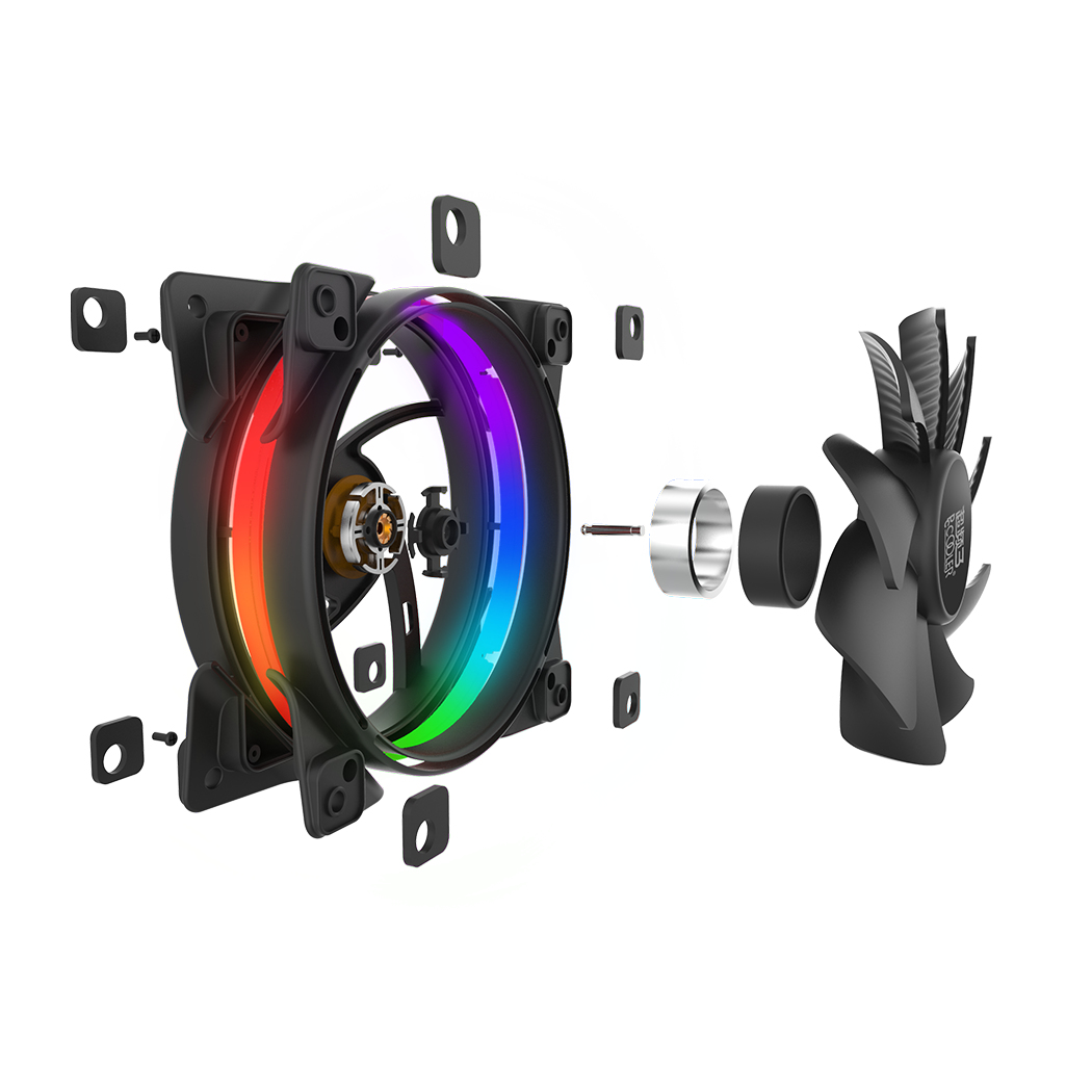 PCCOOLER CORONA FRGB 120mm Gehäuselüfter 1000-2000 RPM Schwarz, Mehrfarbig