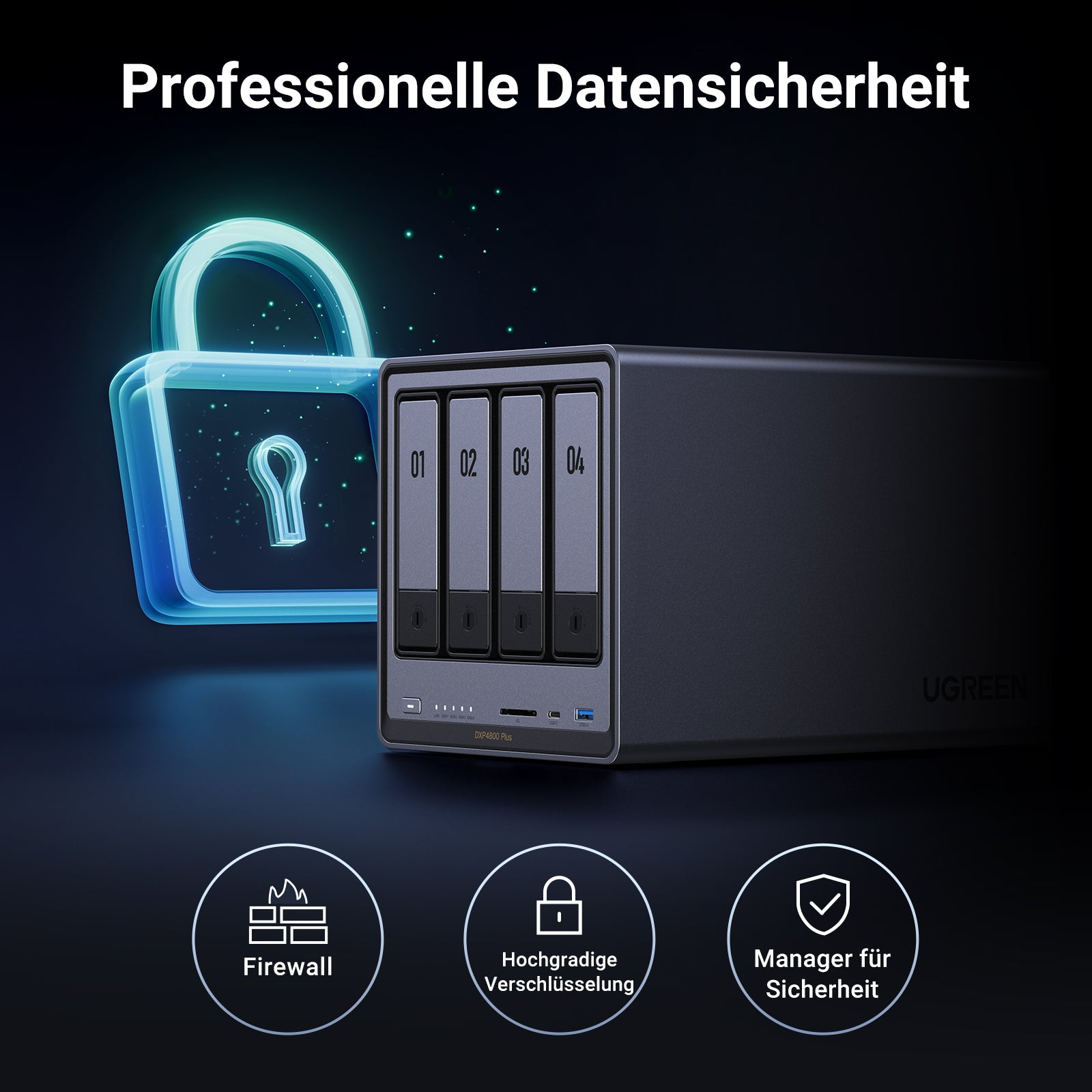 Ugreen NASync DXP4800 Plus 4-Bay NAS Intel Pentium Gold 8505 8 GB RAM Grau