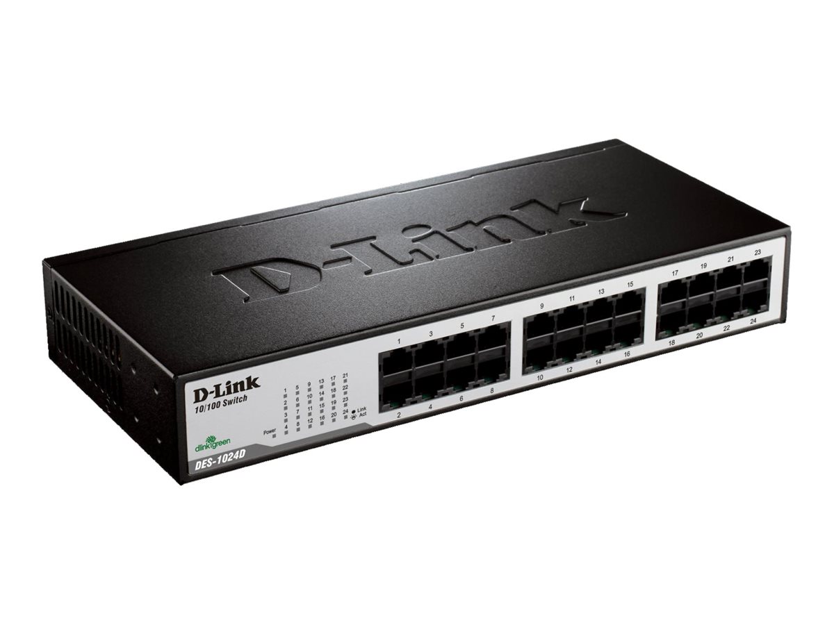 D-Link DES-1024D Unmanaged Switch, 24x RJ-45 10/100 MBit/s, Fast Ethernet