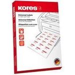 Kores Universal-Etiketten, 70 x 33,9 mm, weiß, 100 Blatt mit Rand, für Inkjet-, Laserdrucker und Kopierer - 1 Stück (L7033)