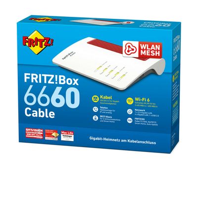 AVM FRITZ!Box 6660 Cable - Mit Wi-Fi 6 und 2,5-Gigabit-LAN ultraschnell am Kabelanschluss (20002910)