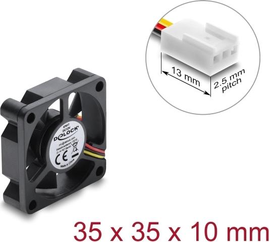 Delock Axiallüfter 12 V DC, 35 x 35 x 10 mm schwarz (67617)