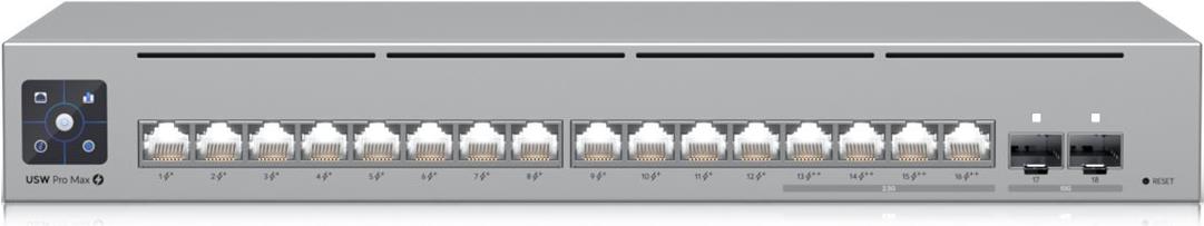 Ubiquiti Pro Max 16 PoE Managed Switch 2x 10G SFP+, 4x 2.5GbE (PoE++), 12x 1GbE (PoE+) (USW-PRO-MAX-16-POE)