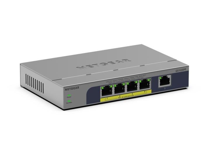 NETGEAR GS105PP Gigabit Switch 5 Ports PoE+ Grau