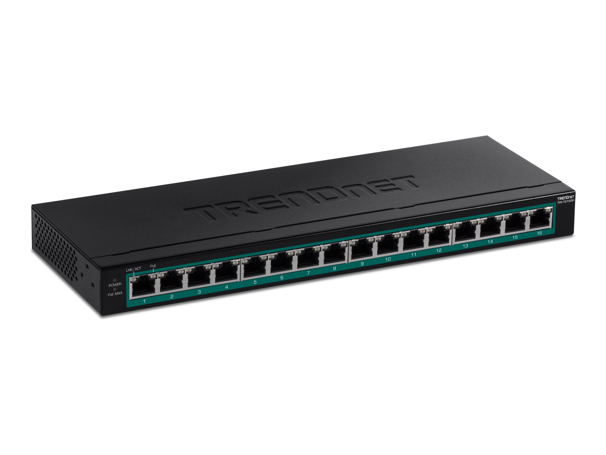 TRENDnet TPE TG160H 16-Port Gigabit PoE+ Switch Schwarz