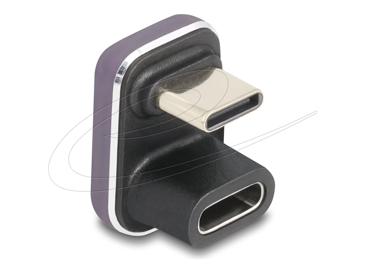 Delock USB-C Adapter 180° gewinkelt U-Form 40 Gbps PD 3.1 240 W 8K 60 Hz Violett