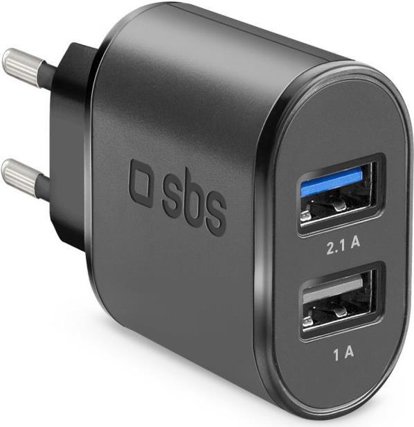 SBS Reiselader 2,1A 2x USB, schwarz