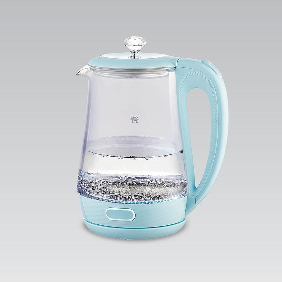 Maestro MR-052-BLUE Elektrischer Wasserkocher aus Glas, blau 1,7 L (MR-052-BLUE)