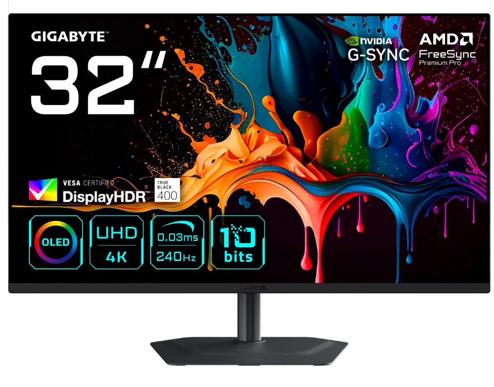 Gigabyte MO32U2 - 32" 4K QD-OLED Gaming Monitor, 240Hz, 0.03ms, HDR400 (MO32U2)