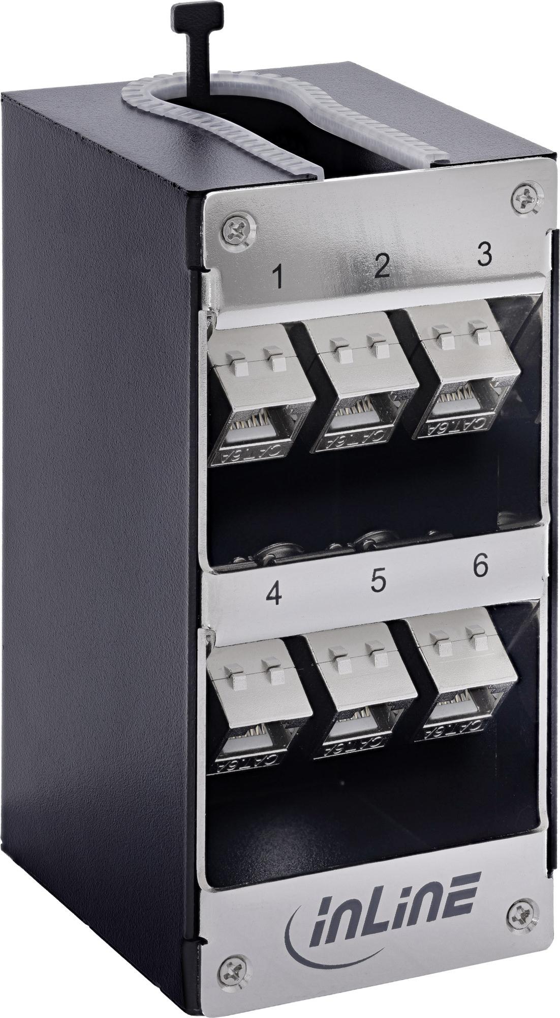 InLine® Keystone-Verteilerkasten 6-Port Cat.6A Wand-/Hutschinenmontage (76203O)