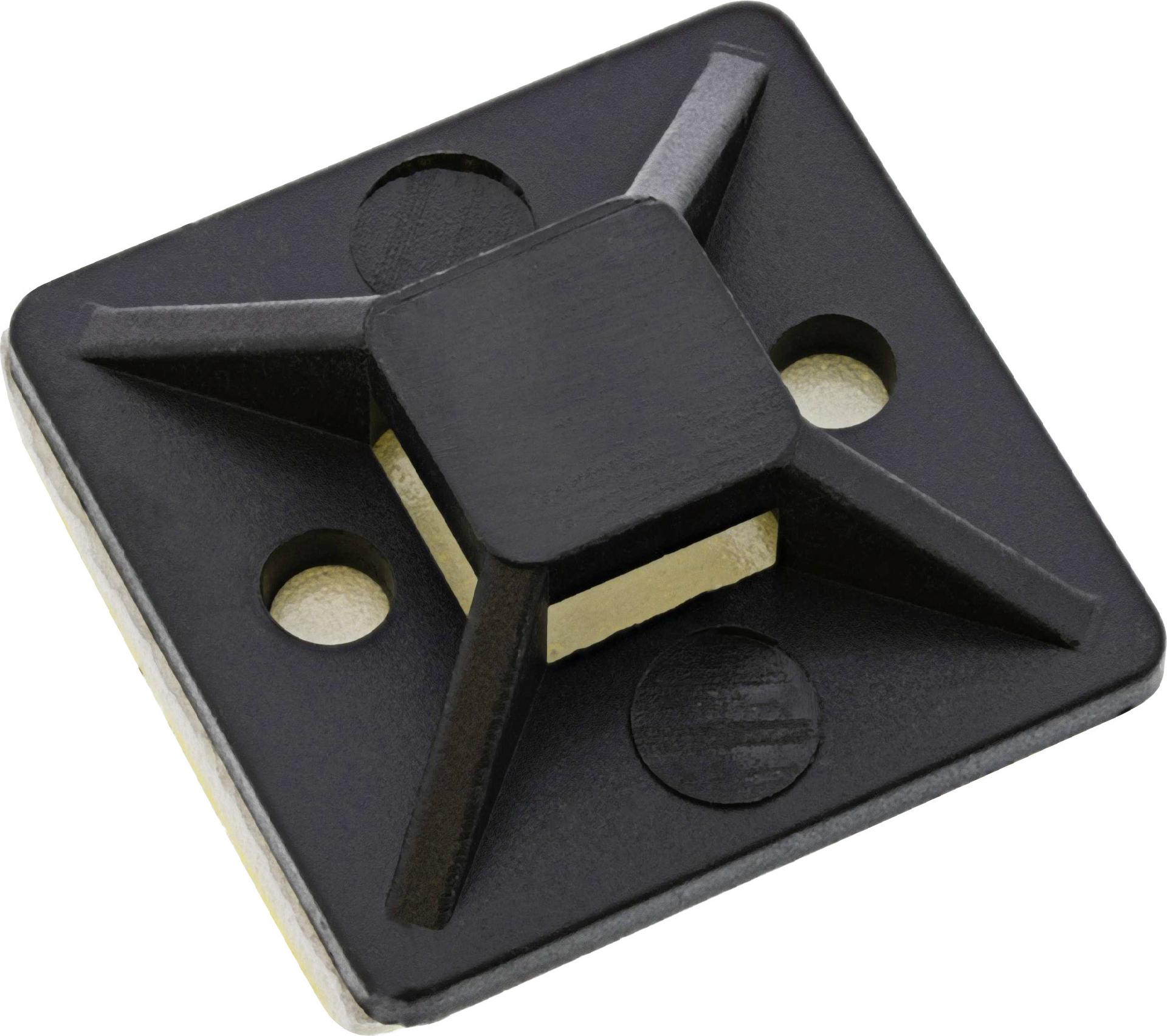InLine Befestigungssockel für Kabelbinder 30x30mm selbstklebend 10 Stück Schwarz
