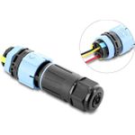 Delock Kabelverbinder mit Bajonettverschluss 3 Pin Stecker zu Buchse mit Gehäuse zum Einbau, IP68 wasserdicht für Kabeldurchmesser 5 (87250)
