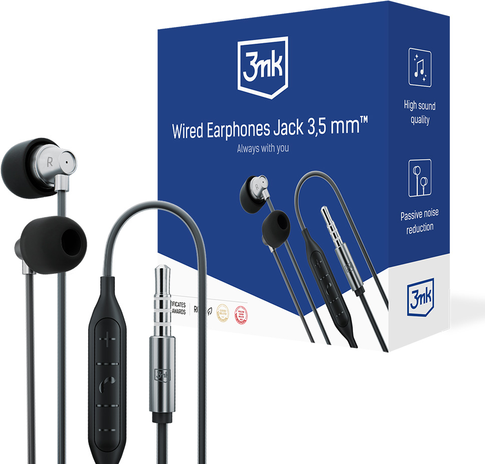 Kopfhörer 3mk Kabelgebundene Ohrhörer 3,5 mm schwarz (ACCESSORIES - 3MK WIRED EARPHONES JACK 3)