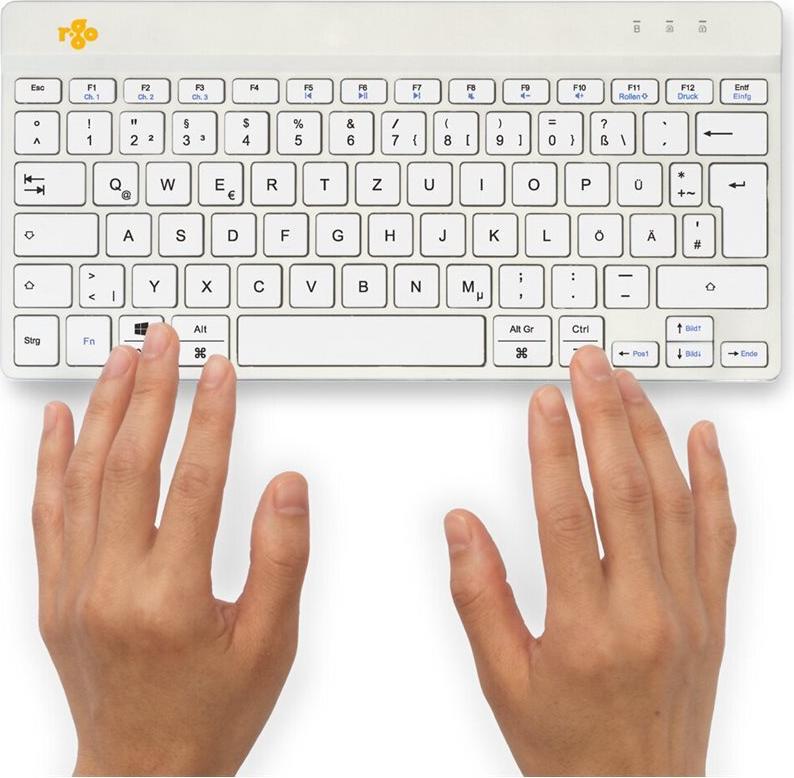 R-Go Compact Break RGOCODEWLWH Tastatur Bluetooth QWERTZ Deutsch Weiß