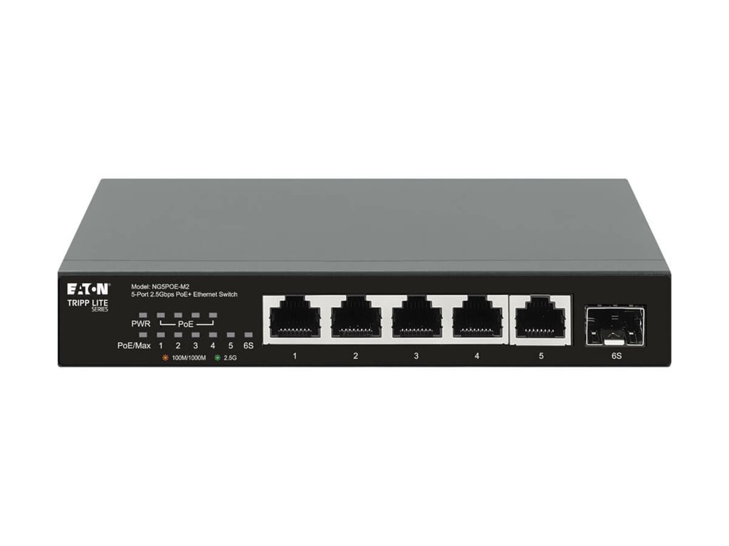 Eaton Tripp Lite Series Desktop Gigabit Unmanaged Switch 5-Port 2.5 Gbps PoE+ 70W Schwarz