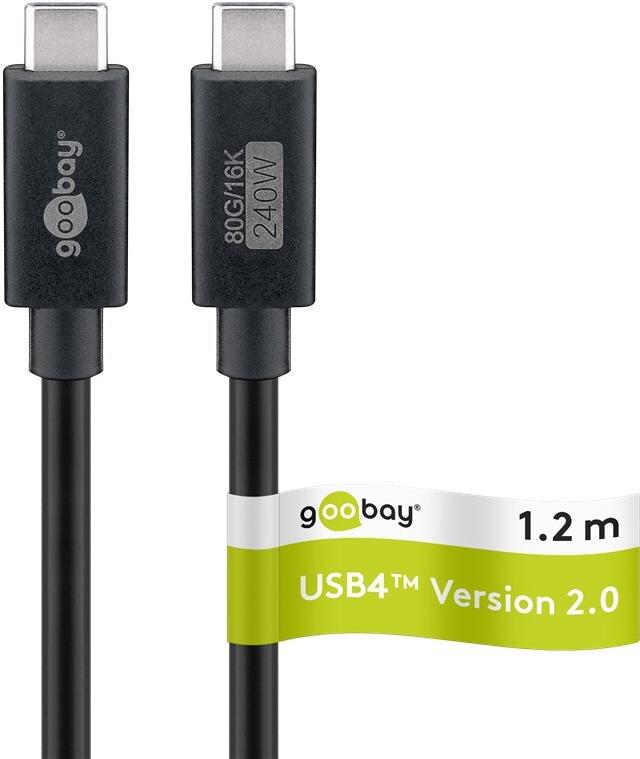 Goobay USB-C Kabel USB4 Gen4 1.2m schwarz 16k/60Hz 4K/120Hz (74376)