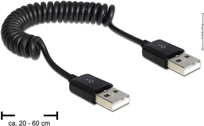 Delock Kabel USB 2.0-A Stecker / Stecker Spiralkabel (83239)