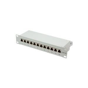 LogiLink 25,40cm (10") Patch Panel Kat. 6A, 12-Ports, lichtgrau, 1HE (RAL7035), 12 x RJ45 Ports, geschirmt, Klasse: EA 500 MHz, - 1 Stück (NP0052)