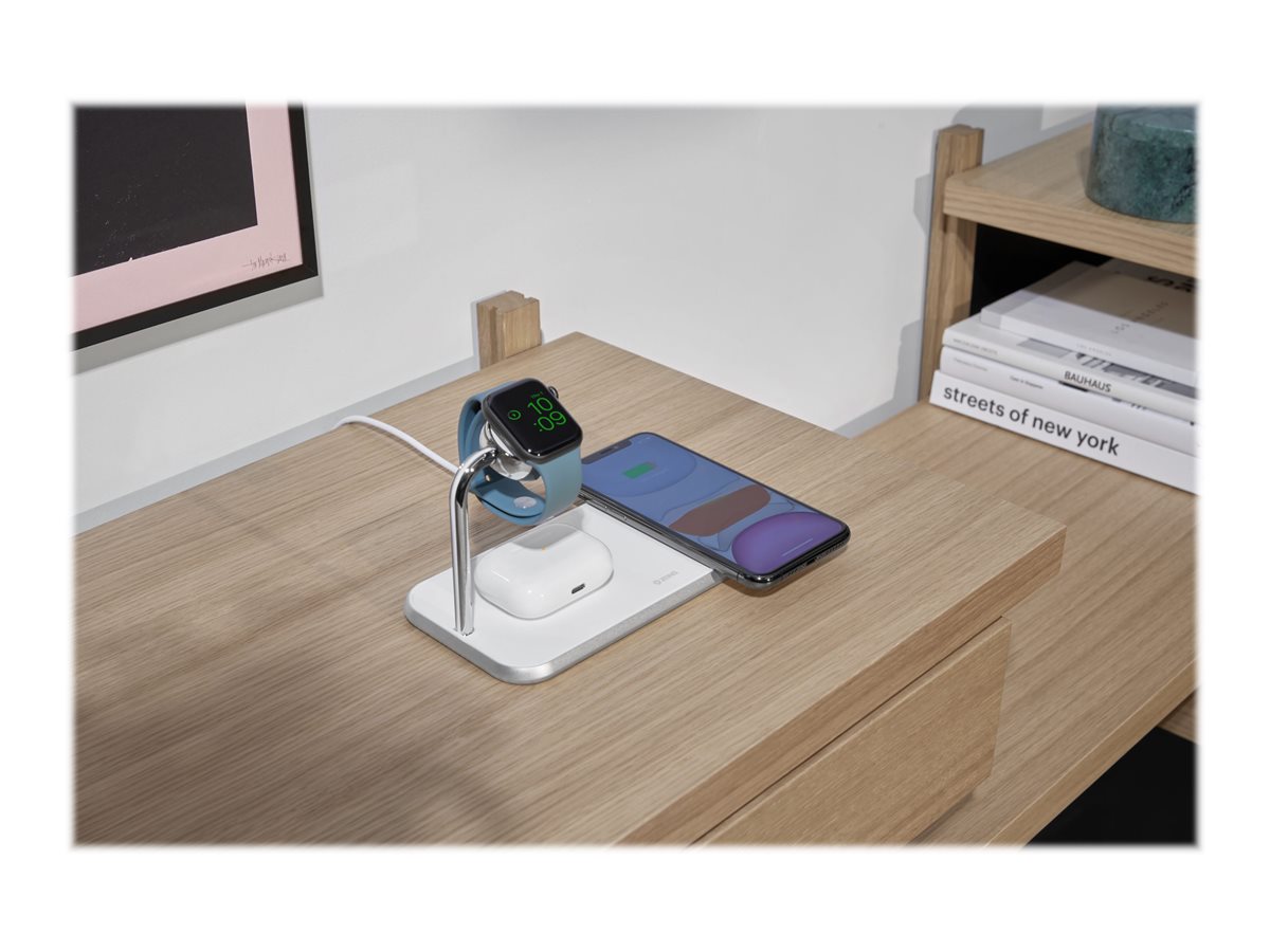 ZENS Dual+Watch Aluminium Wireless Charger 20 W Weiß