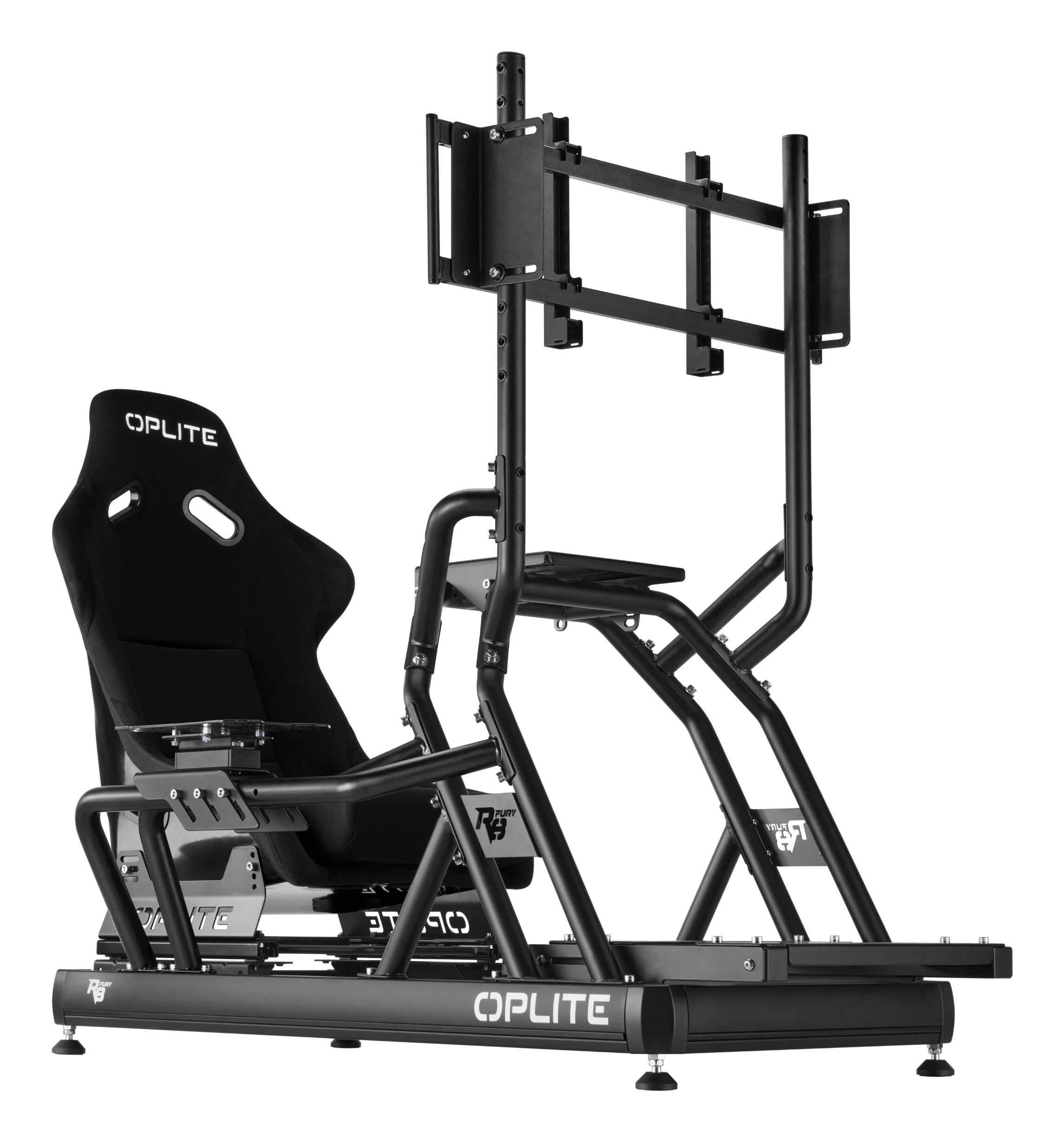 Oplite Monitor Stand R8 Single bis 57" Stahl Höhenverstellung Schwarz