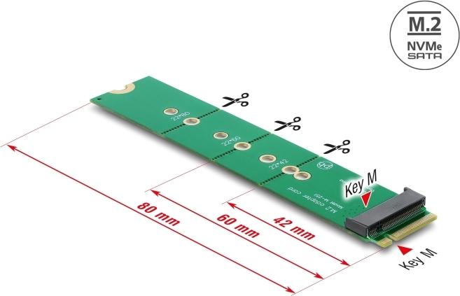 Delock Adapter M.2 Key M Stecker zu M.2 Key M Slot - Portschoner und Verlängerung (64367)