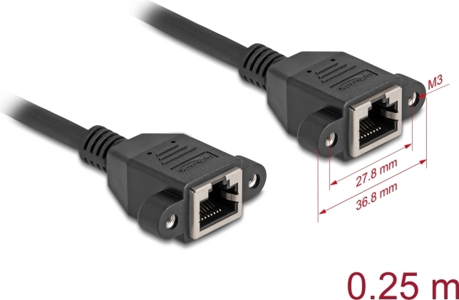 Delock Netzwerk Verlängerungskabel S/FTP RJ45 Buchse zu Cat.6A flache (90782)