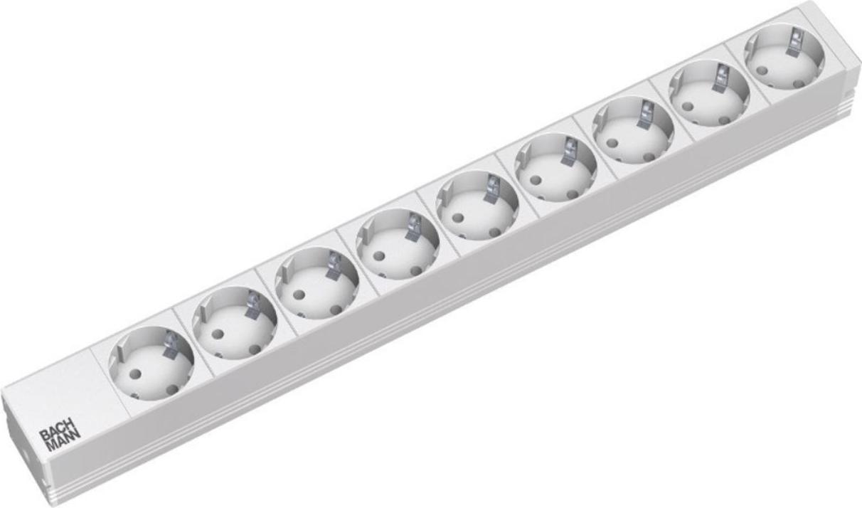 Bachmann 333.401 19" Steckdosenleiste 9-fach 2 m Hellgrau