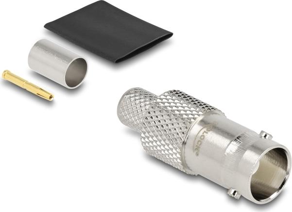 Delock BNC Buchse zum Crimpen RG-6mit passendem Schrumpfschlauch (91775)