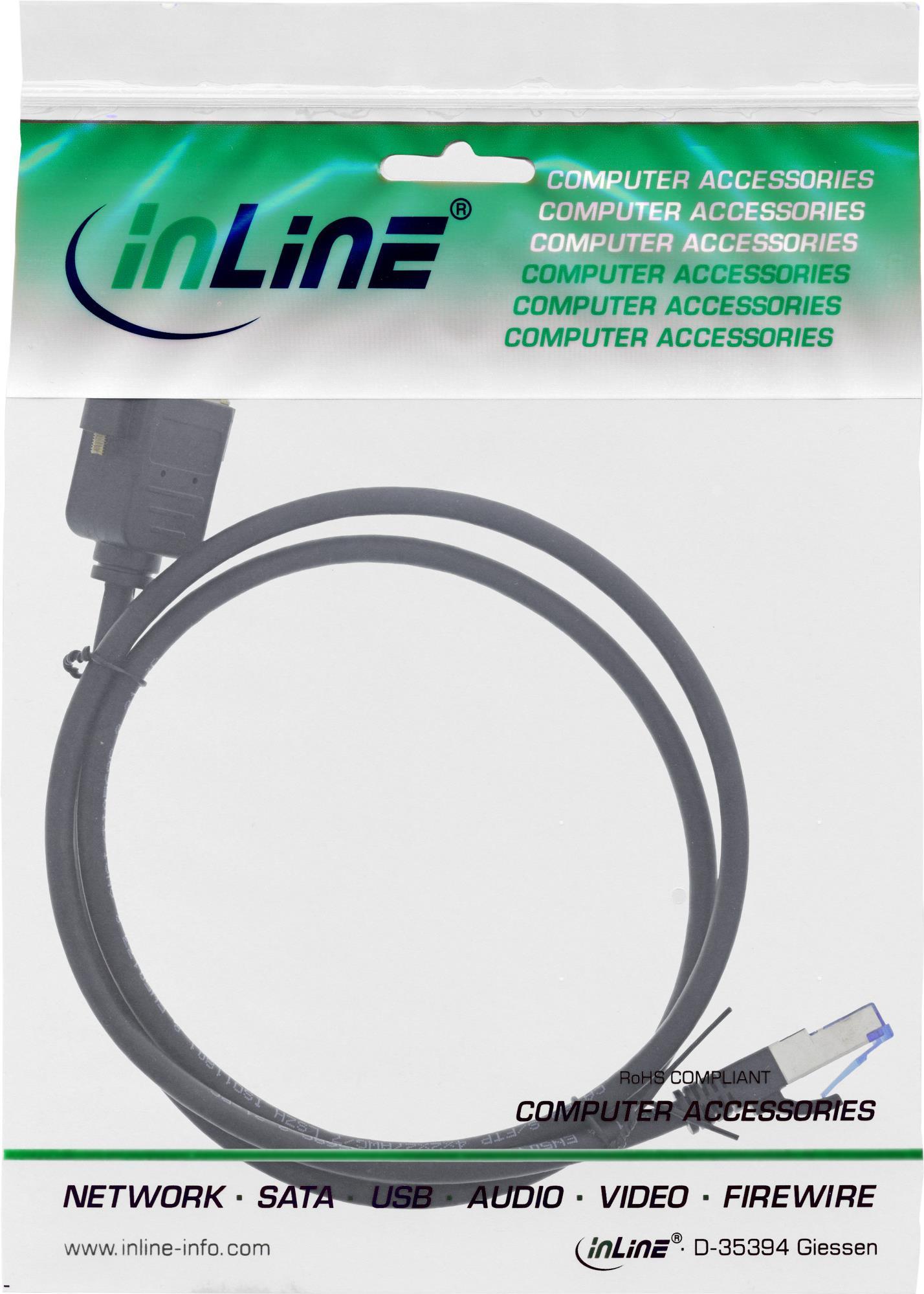 InLine® Patchkabel Einbau-Verlängerung, S/FTP (PiMf), Cat.6A, halogenfrei, Kupfer, schwarz, 0,5m (76555X)